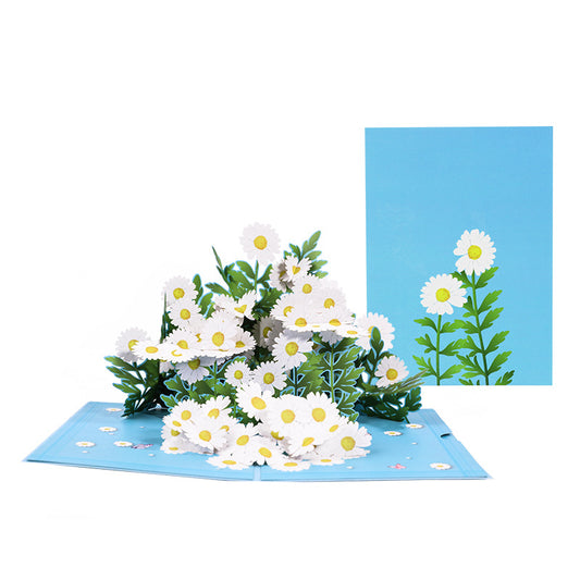 Daisy Bouquet Pop Up Card in Blue | 3D Card | Mothers Day Card