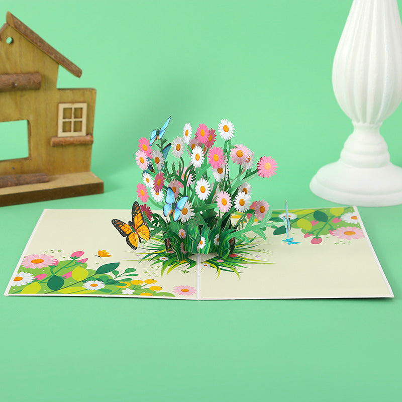 Daisy Flower and Butterflies Pop Up Card | 3D Card | Birthday Gift | Wedding | Valentines Day | Mothers Day Car