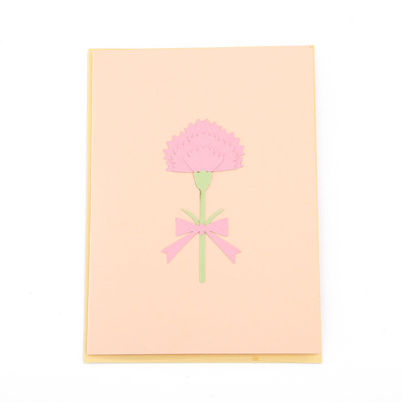 Pink Carnation Flowers Pop Up Card | Birthday Card