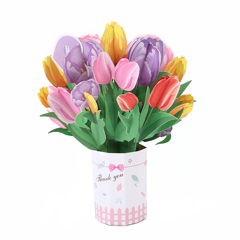 Colourful Standing Bouquet Pop Up Card - 6 Styles