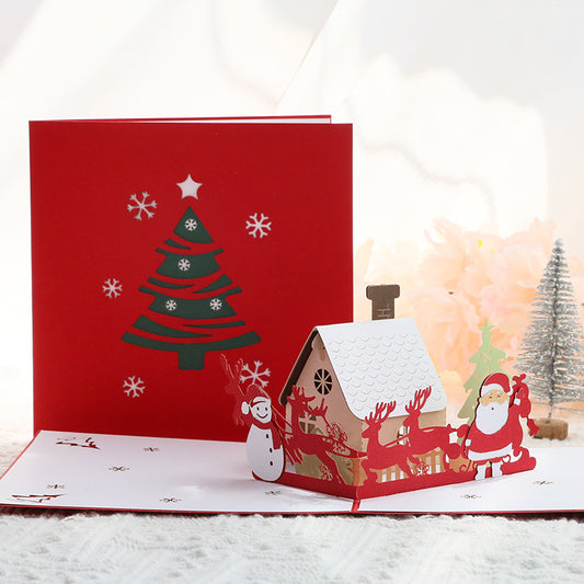 Christmas Pop Up Card | Snowy House | Hut | Xmas | 3D Card | Greeting Card | LED | Playing Jingle Bells Tune