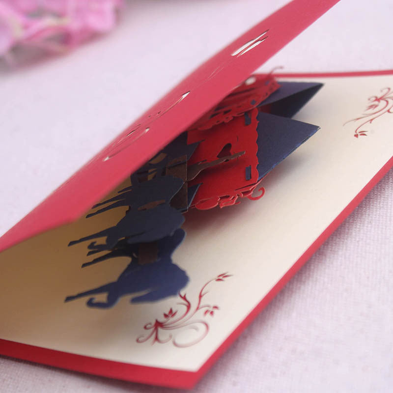 Romantic Horse Drawn Carriage Pop Up Card | Valentines Day | Wedding Gift | 3D Card | Greeting Card