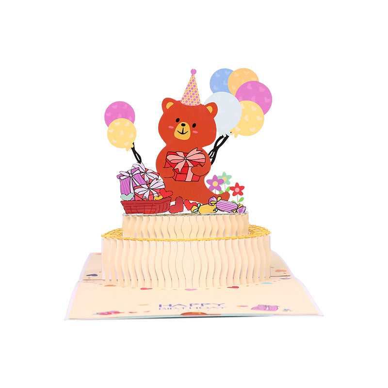 Teddy On a Cake | Teddy and Balloons | Pop Up Card | 2 Styles