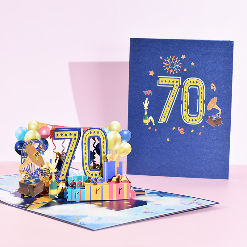 Birthday Pop Up Card | Round Age Birthday | 3D Card | 21st | 30th | 40th | 50th | 60th | 70th | 80th