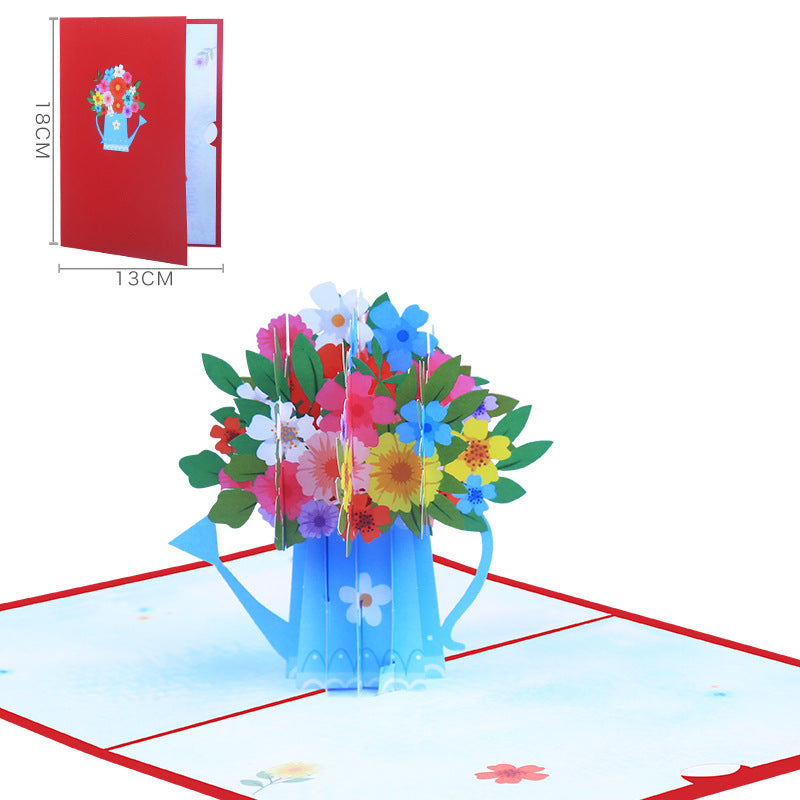 Flowers in Watering Can Pop Up Card