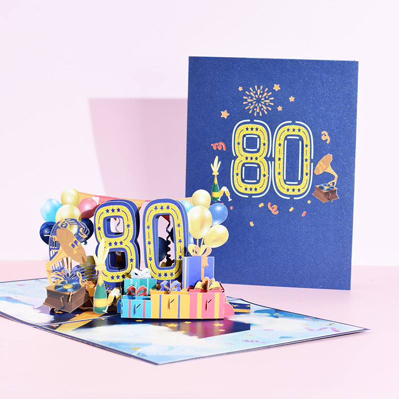 Birthday Pop Up Card | Round Age Birthday | 3D Card | 21st | 30th | 40th | 50th | 60th | 70th | 80th