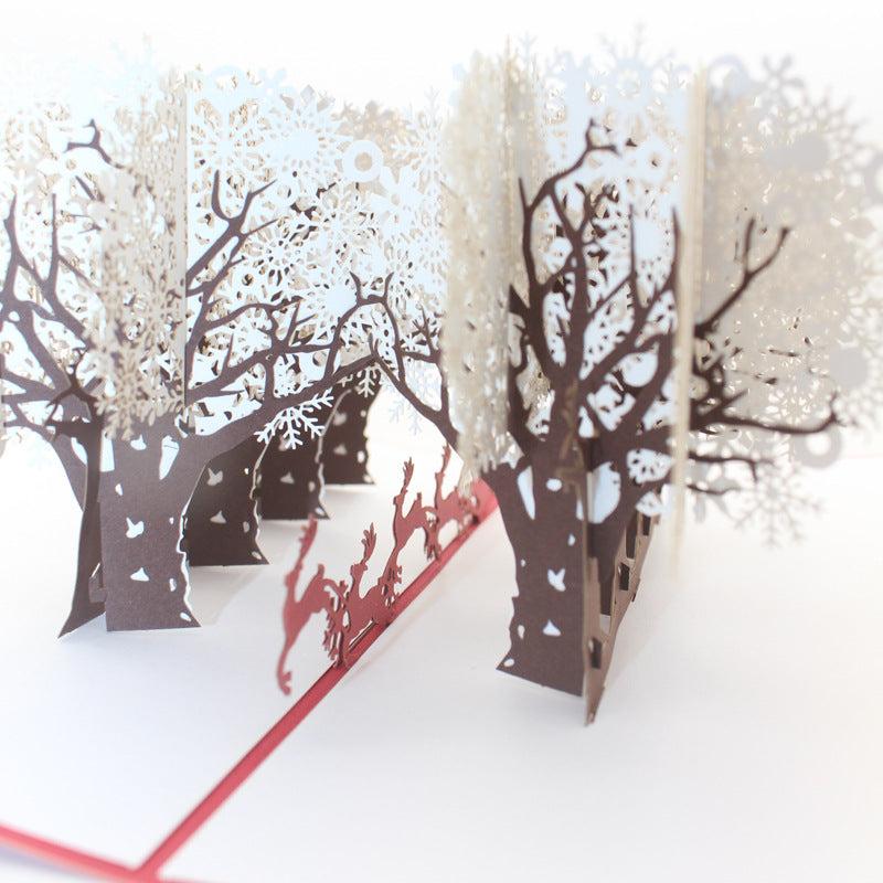 Christmas 3D Pop Up Card | Snowy Forest | Santa in Sleigh | 3D Card | Xmas Card | Greeting Card | Festive Gift | 3 Styles