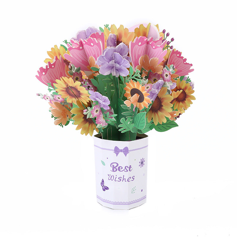 Colourful Standing Bouquet Pop Up Card - 6 Styles