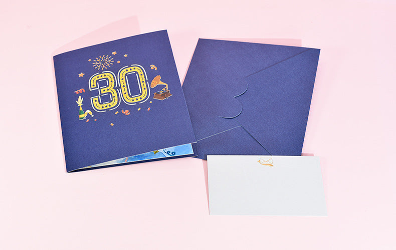 Birthday Pop Up Card | Round Age Birthday | 3D Card | 21st | 30th | 40th | 50th | 60th | 70th | 80th