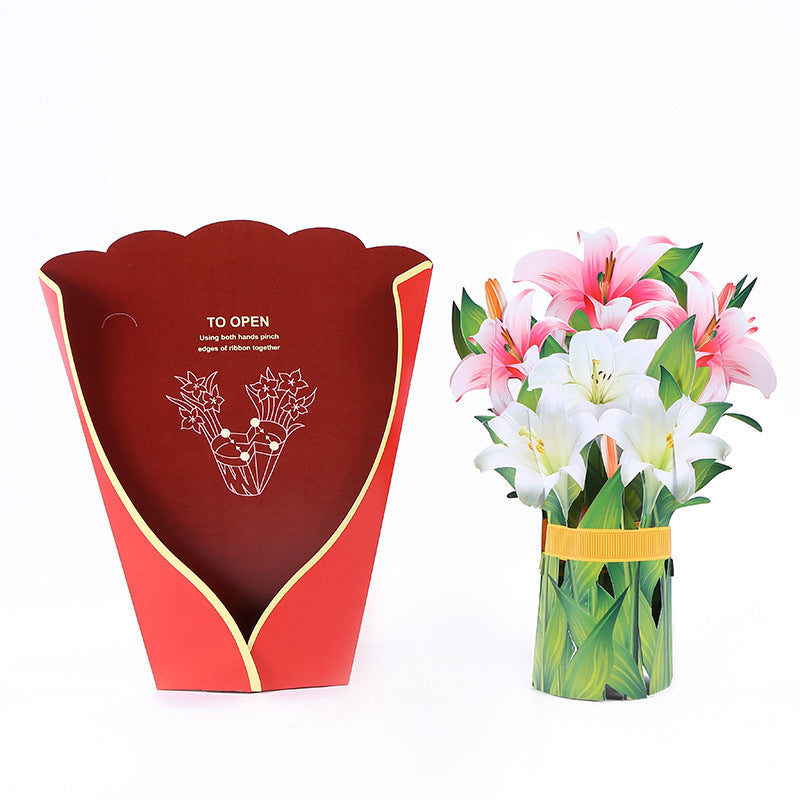 Colourful Lilies, Tulips, Sunflowers and Carnations Pop Up Card | Birthday | Wedding | Greeting Card | Valentines Card | Mothers Day Card