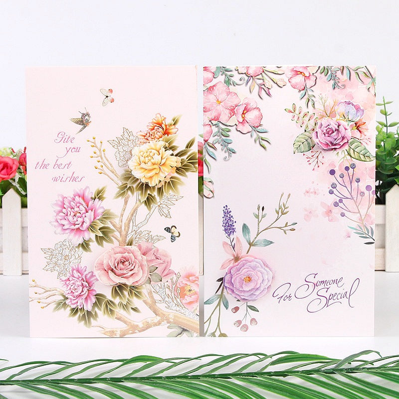 Best Wishes Greeting Cards - Vivid Flowers Series - Set of 8 Cards