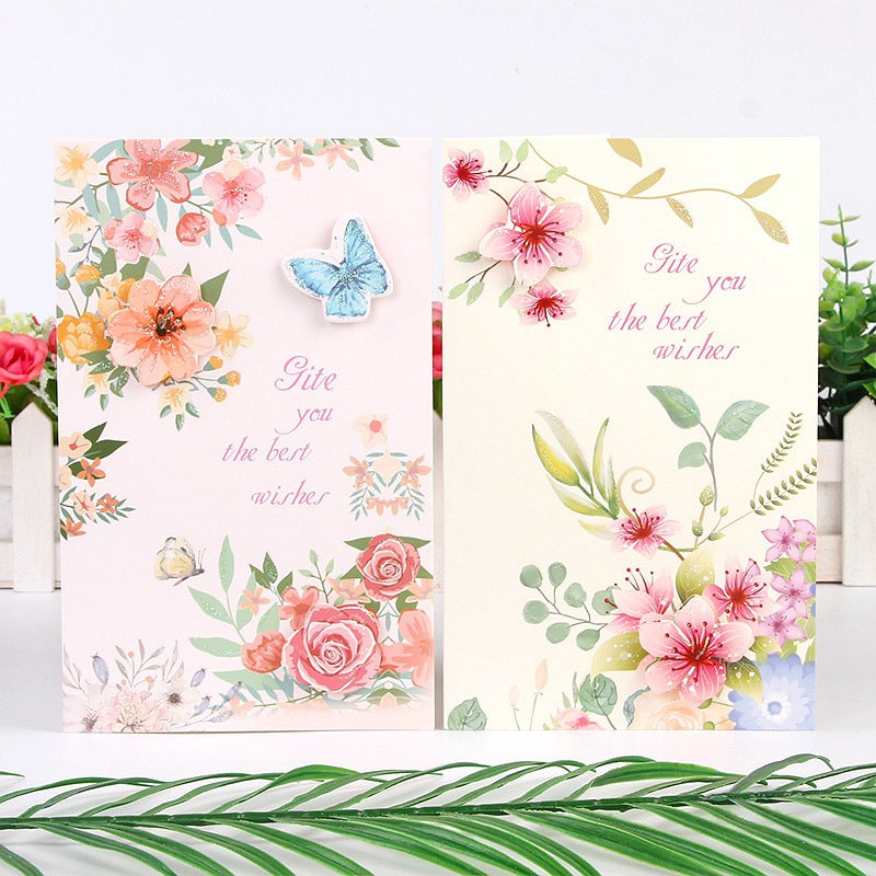 Best Wishes Greeting Cards - Vivid Flowers Series - Set of 8 Cards