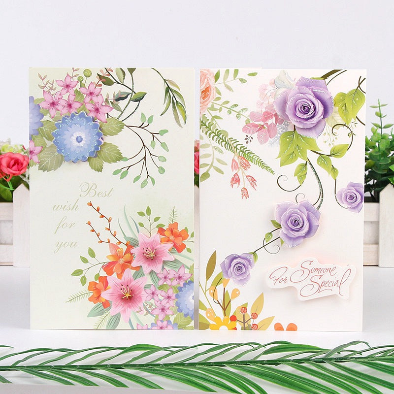 Best Wishes Greeting Cards - Vivid Flowers Series - Set of 8 Cards