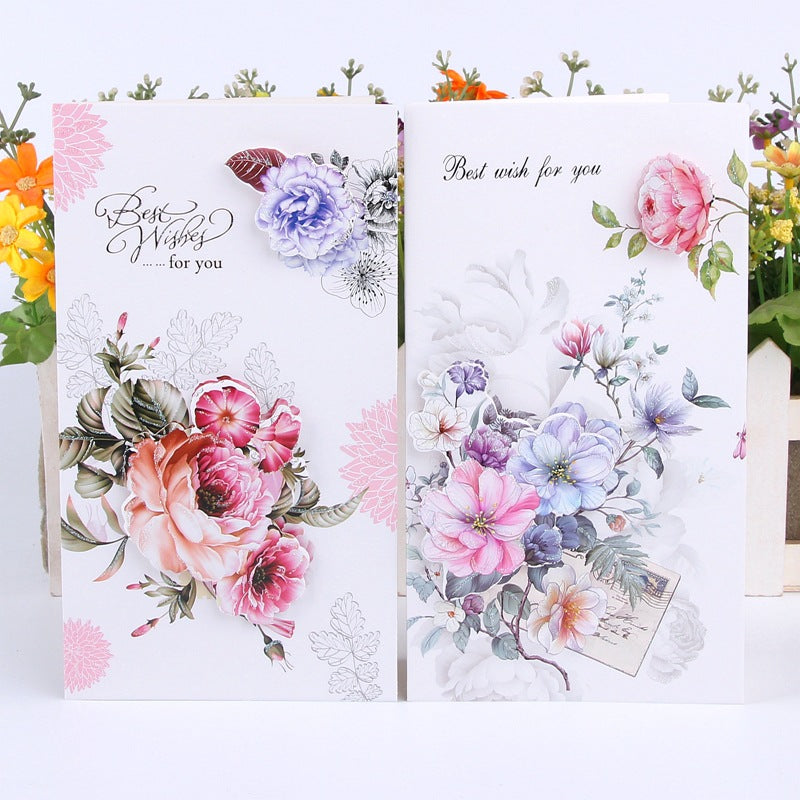 Best Wishes Greeting Cards -  Watercolour Flowers Series - Set of 8