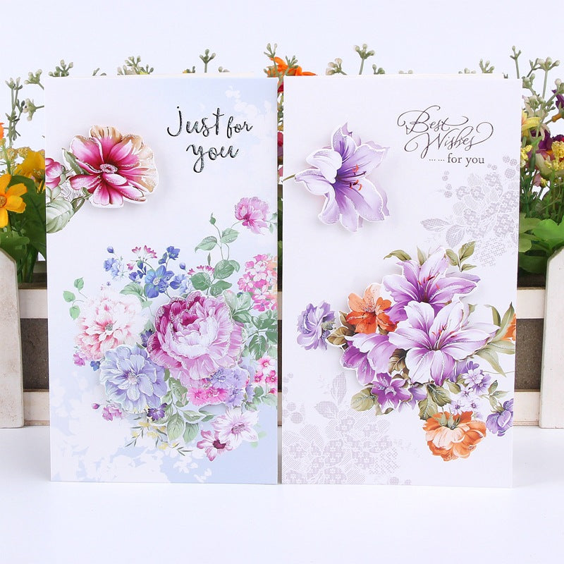 Best Wishes Greeting Cards -  Watercolour Flowers Series - Set of 8