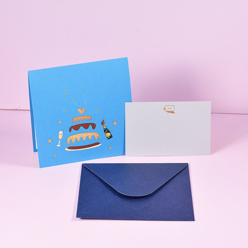 Blue Birthday Cake Pop Up Card