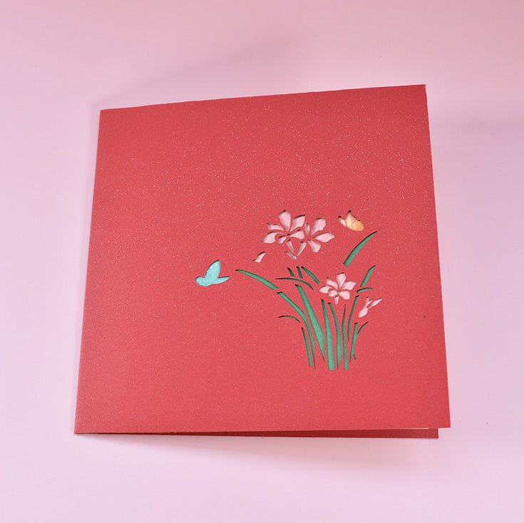 Red Daffodils Pop Up Card