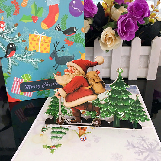 Christmas Pop Up Card - Santa on a Scooter