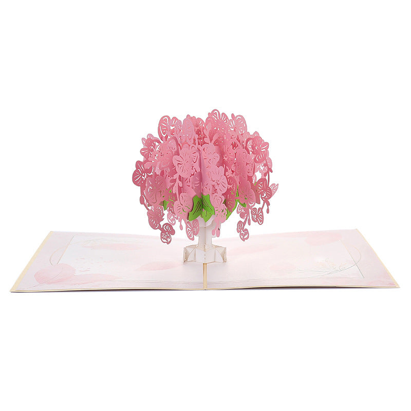 Pink Flowers in Pot Pop Up Card