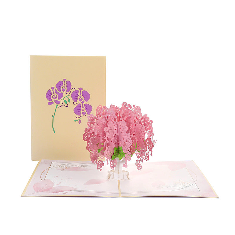 Pink Flowers in Pot Pop Up Card