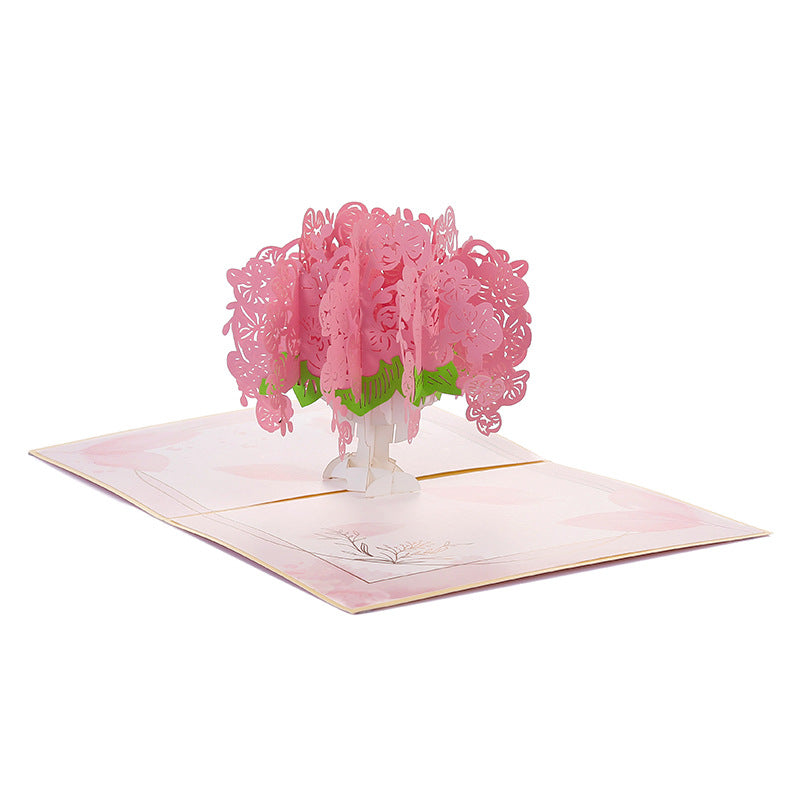 Pink Flowers in Pot Pop Up Card