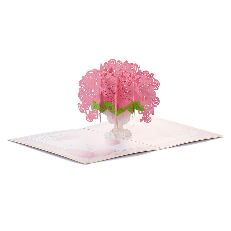 Pink Flowers in Pot Pop Up Card