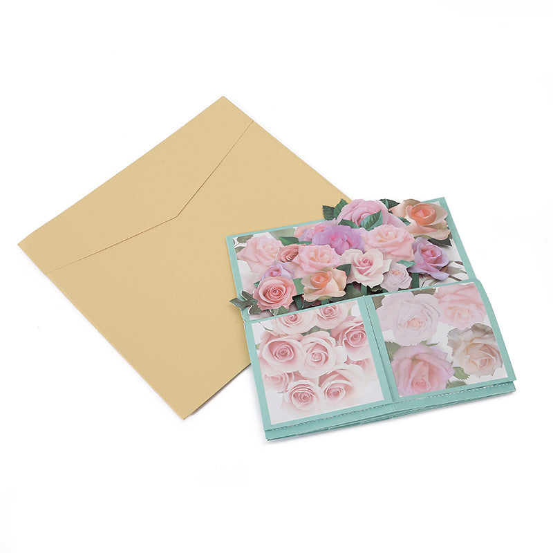 Pink Roses Box Pop Up Card