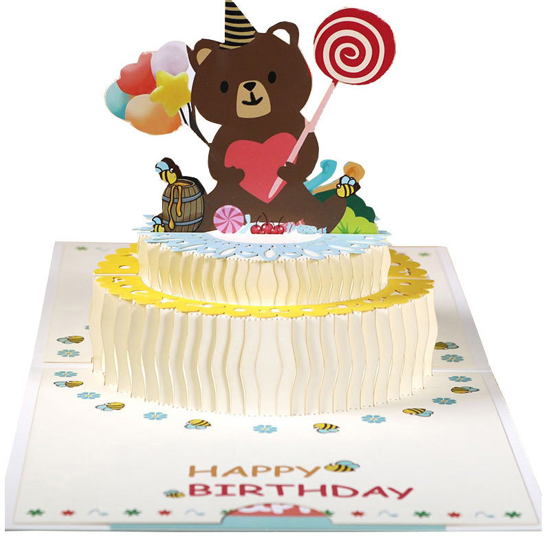 Teddy On a Cake | Teddy and Balloons | Pop Up Card | 2 Styles