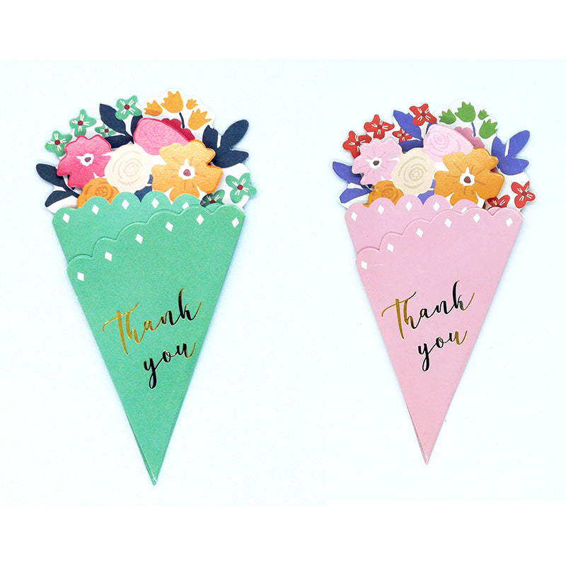 Small Flower Bouquet Triangle Shape Greeting Card - 7 Styles