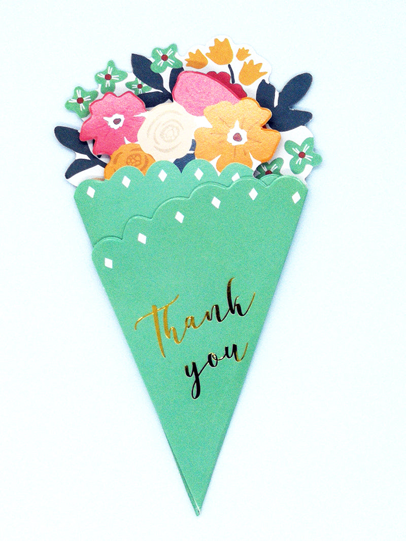 Small Flower Bouquet Triangle Shape Greeting Card - 7 Styles