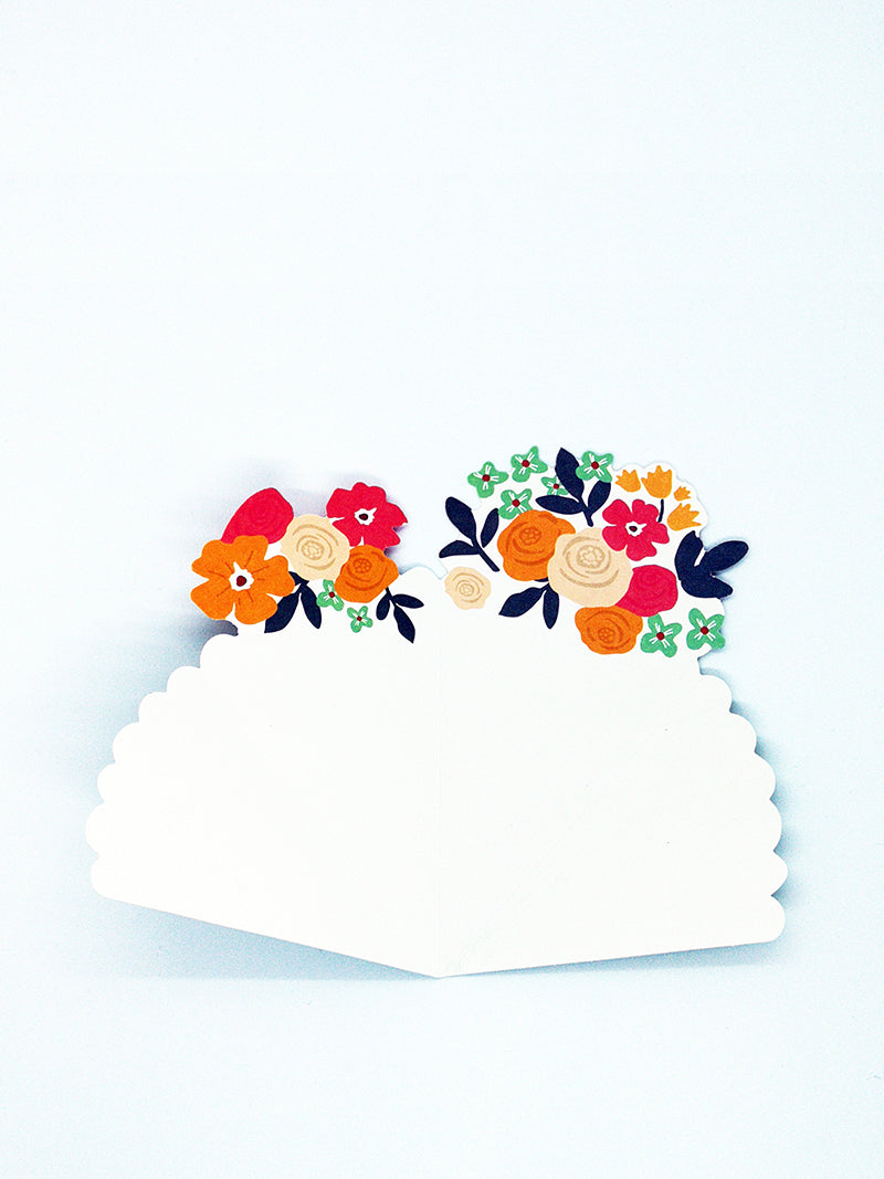 Small Flower Bouquet Triangle Shape Greeting Card - 7 Styles