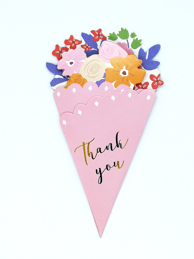 Small Flower Bouquet Triangle Shape Greeting Card - 7 Styles