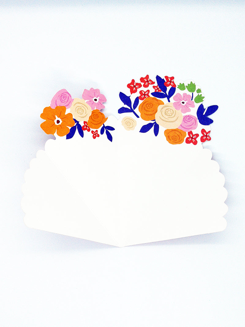 Small Flower Bouquet Triangle Shape Greeting Card - 7 Styles