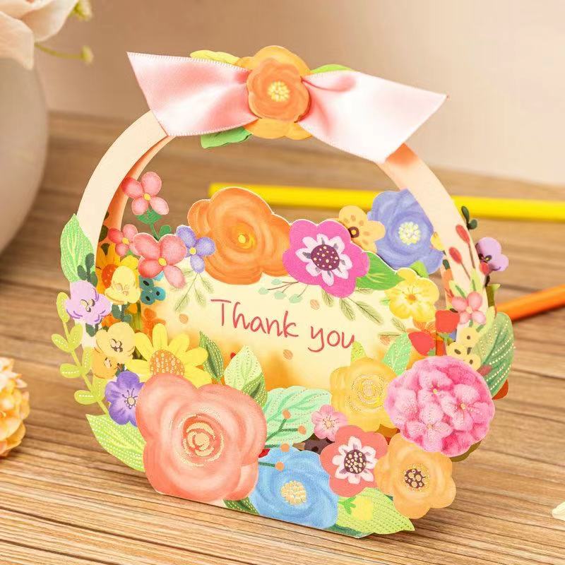 Flower Basket Thank You Pop Up Card