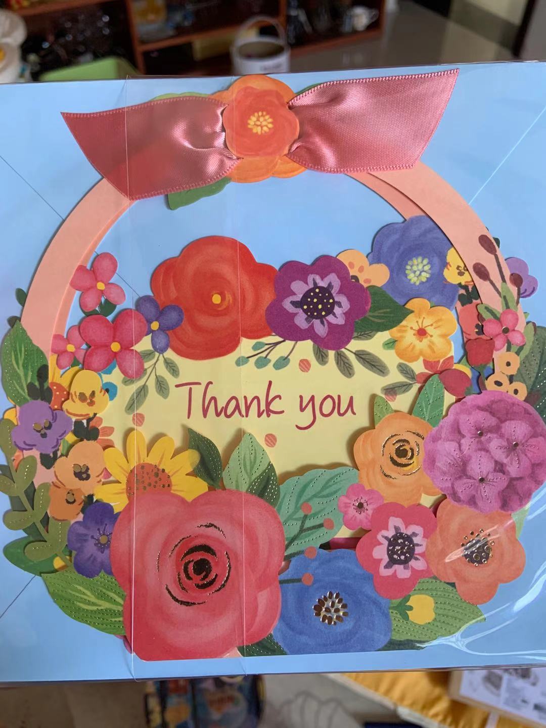 Flower Basket Thank You Pop Up Card