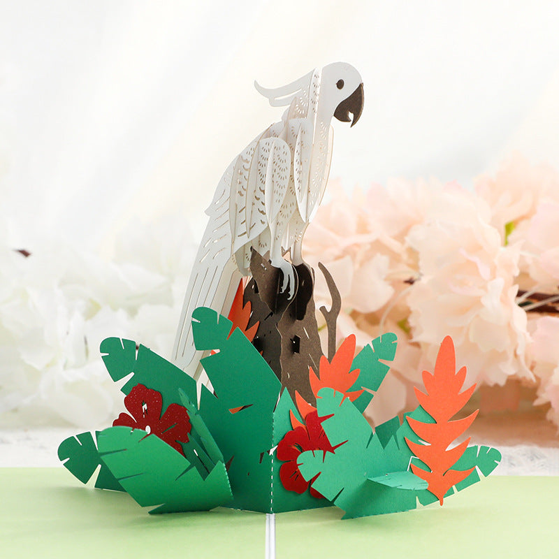 White Parrot Pop Up Card