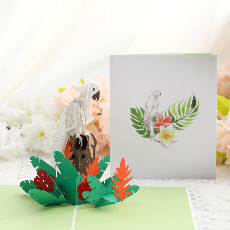 White Parrot Pop Up Card