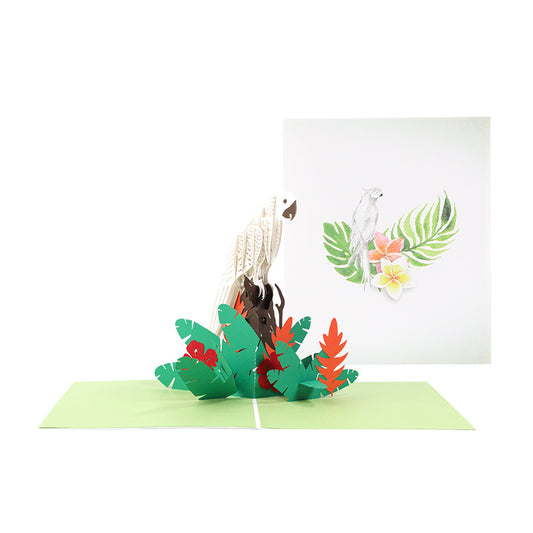 White Parrot Pop Up Card