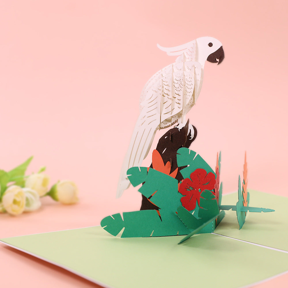 White Parrot Pop Up Card