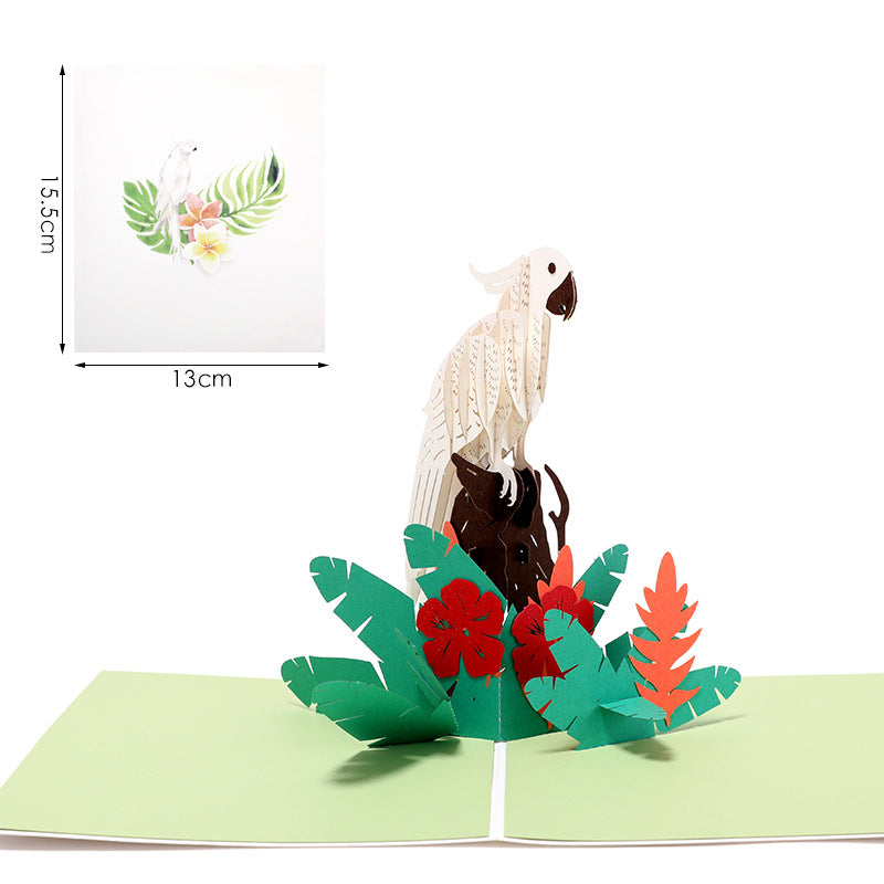 White Parrot Pop Up Card