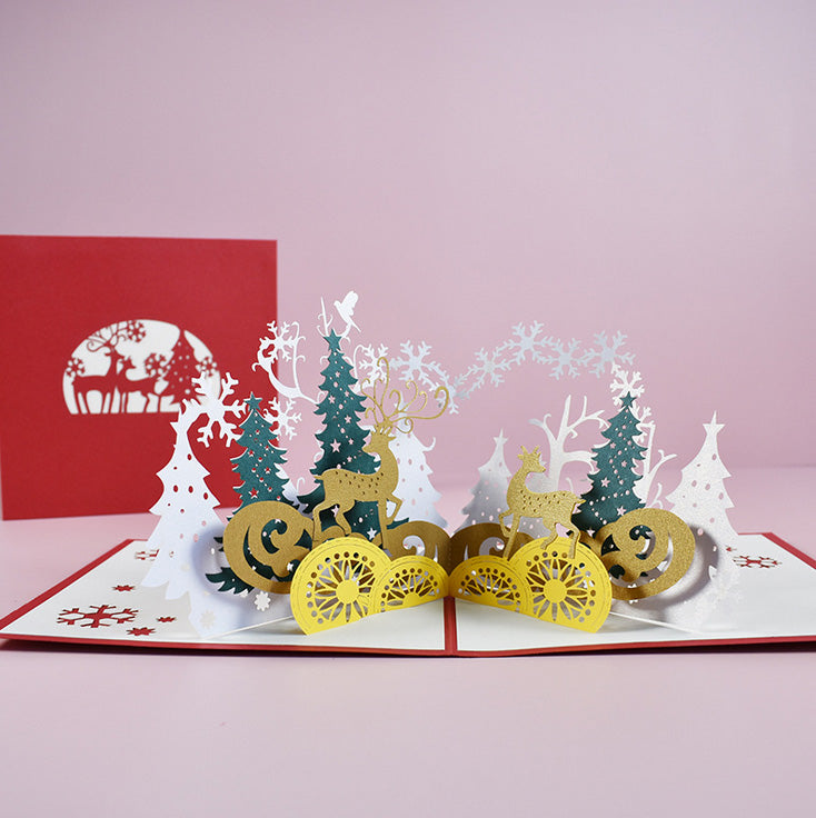 Gold Reindeer Pop Up Card | 3D Card | Christmas Card | Season Greetings