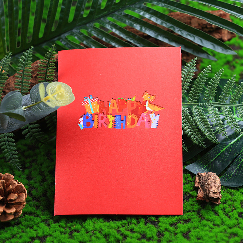 Colourful Birthday Pop Up Card, Birthday Card, 3D Card, Dinosaurs