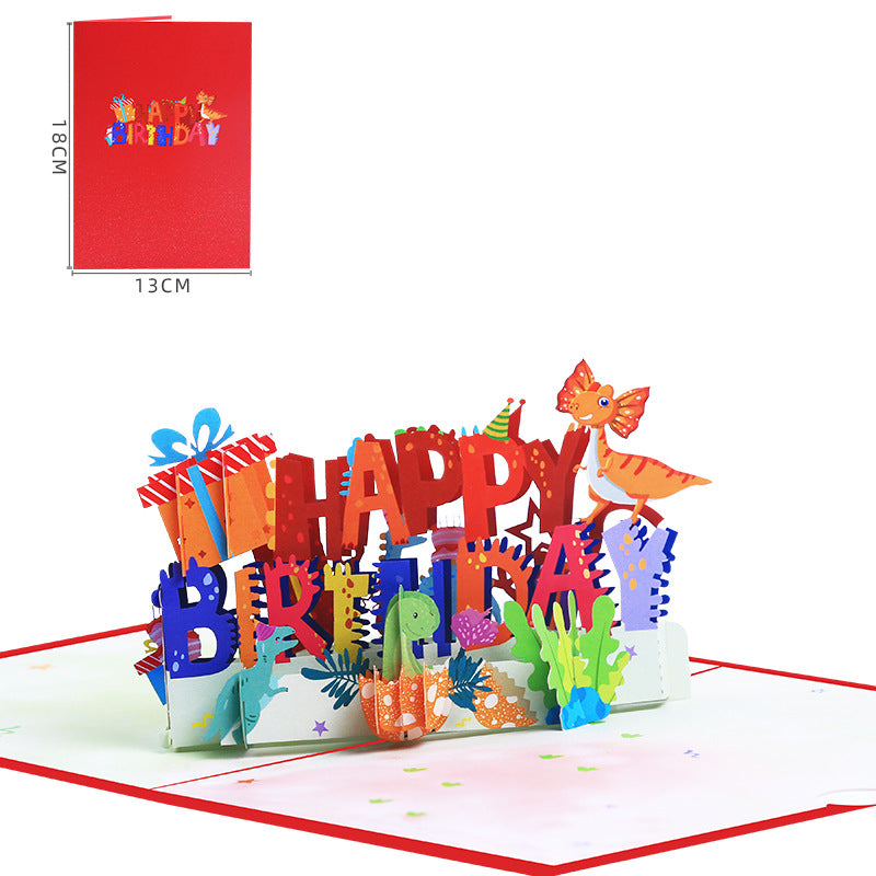 Colourful Birthday Pop Up Card, Birthday Card, 3D Card, Dinosaurs