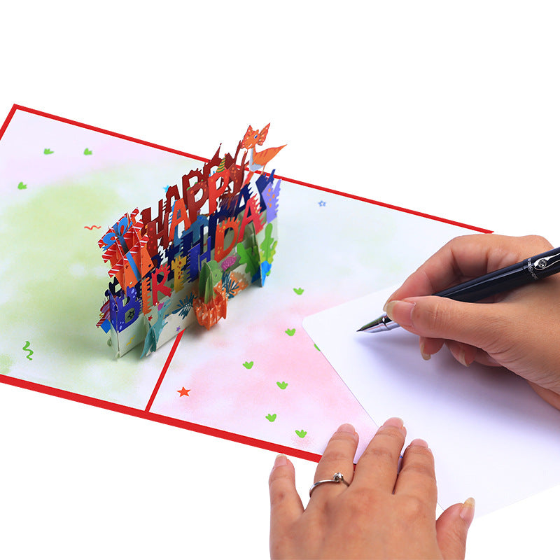 Colourful Birthday Pop Up Card, Birthday Card, 3D Card, Dinosaurs