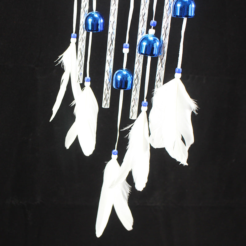 Dreamcatcher, Blue and White, 80cm Long, Macrame, Crochet