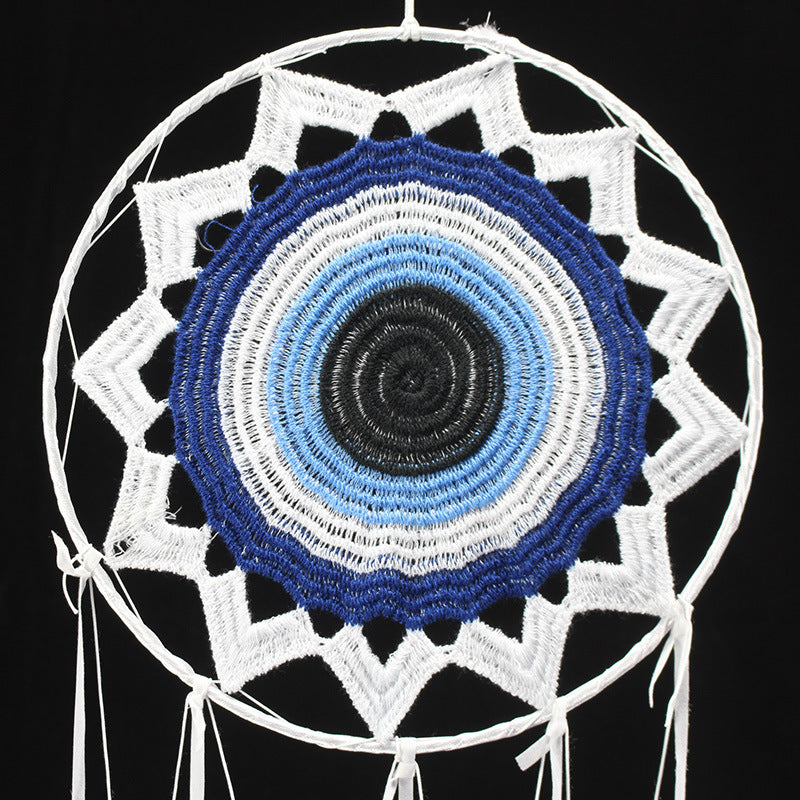 Dreamcatcher, Blue and White, 80cm Long, Macrame, Crochet