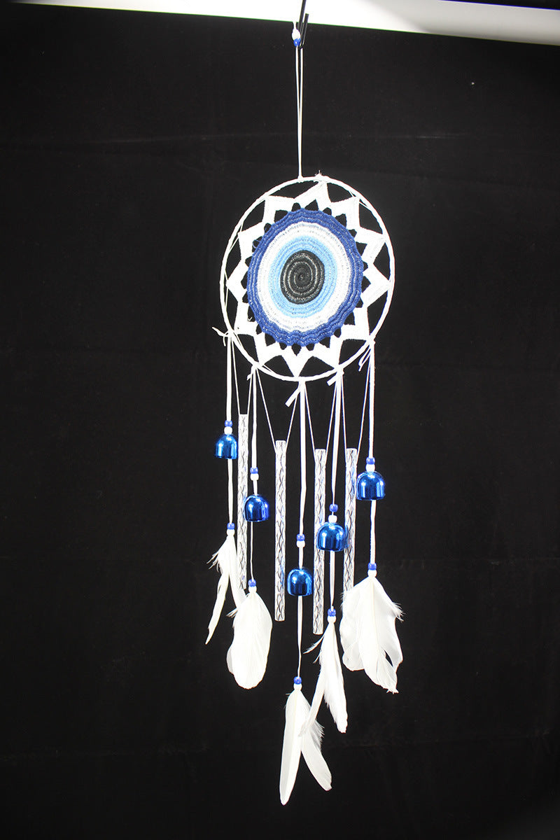 Dreamcatcher, Blue and White, 80cm Long, Macrame, Crochet