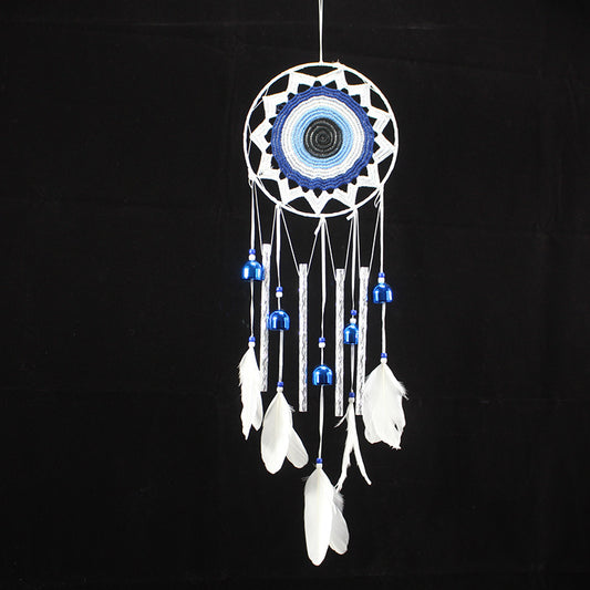 Dreamcatcher, Blue and White, 80cm Long, Macrame, Crochet