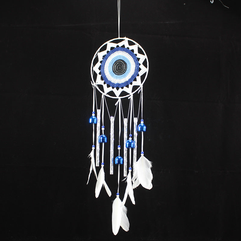 Dreamcatcher, Blue and White, 80cm Long, Macrame, Crochet