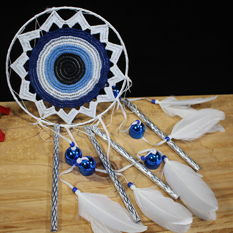 Dreamcatcher, Blue and White, 80cm Long, Macrame, Crochet